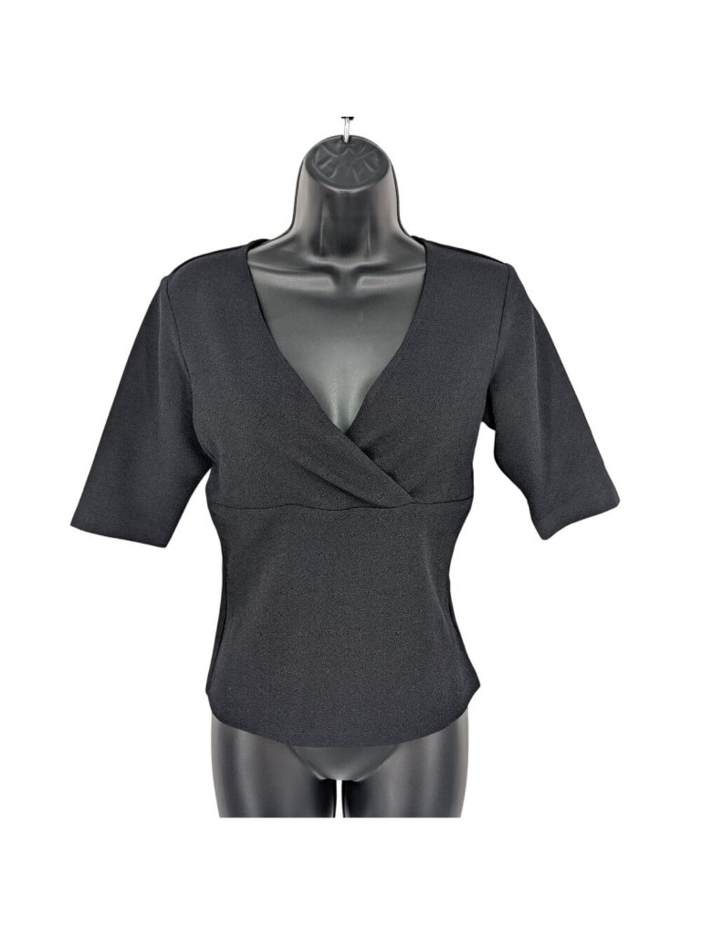 Vtg My Michelle Wrap Babydoll Top Deep V Stretch Indie Sleaze Office USA Medium